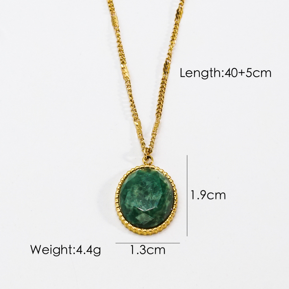 Daily Occasion PVD Coated 14K Gold Real Gold Plated Sun Square Oval 304 Stainless Steel Retro Waterproof Non Tarnish 304 Stainless Steel Pendant Necklace