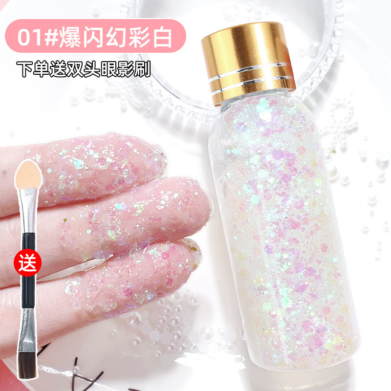 きらきらと光る液体の大きいスパンコールのフラッシュ舞台の化粧は髪の毛の顔の接着剤のジェルのフラッシュのアイシャドーの化粧を演出します。|undefined