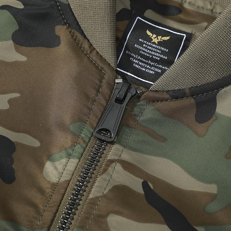 Hombres transfronterizos más tamaño chaqueta de vuelo chaqueta de camuflaje de los hombres 2020 primavera y otoño MA-1 ropa de trabajo de béisbol cuello superior