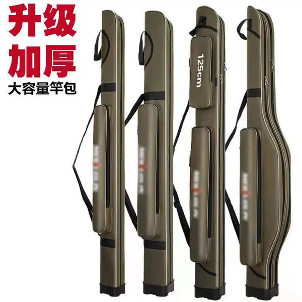 Hard shell fishing gear bag multifunctional fishing rod bag waterproof fishing bag wholesale upgrade belly 1.25 meters double layer fishing gear bag
