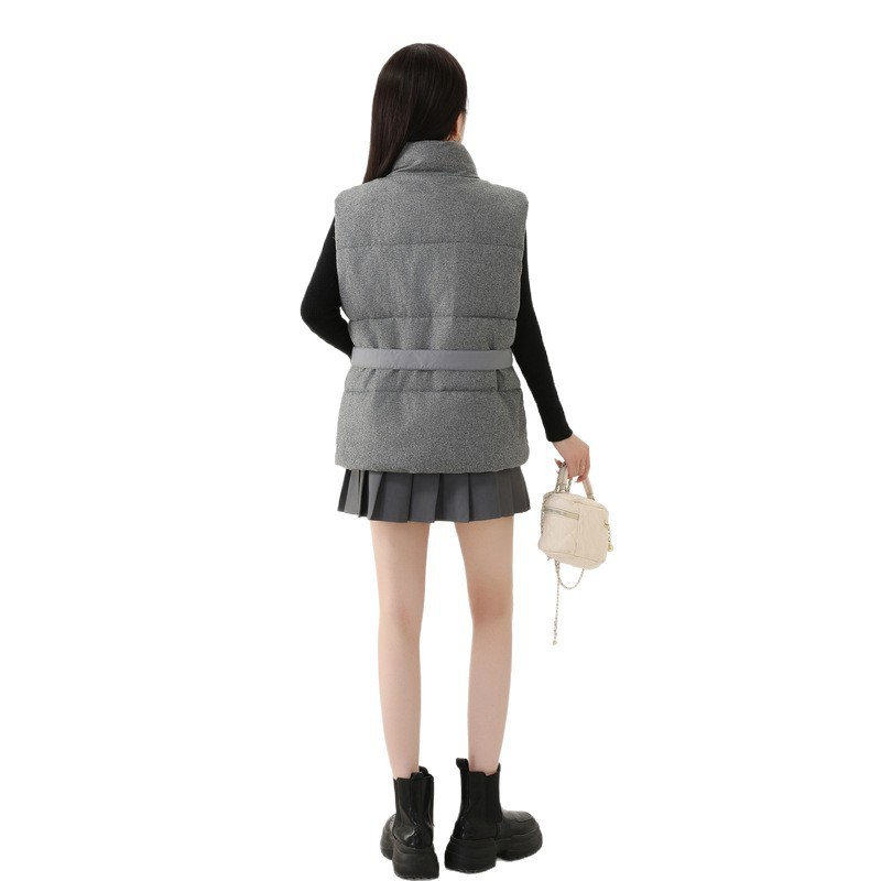背心2025年新款无袖收腰系带羽绒棉马甲女短款保暖马夹外套潮|undefined