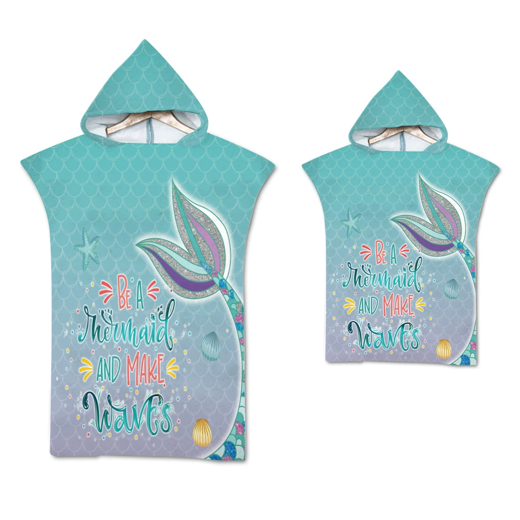 Quick dry bathrobe, windproof trench coat, beach bath towel with hood