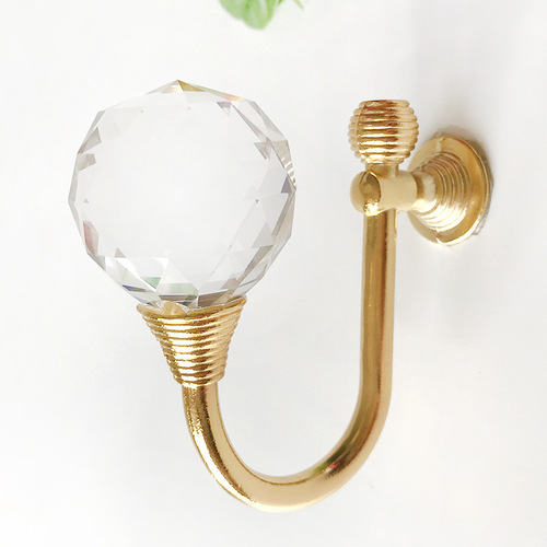 Crystal glass hooks for wall hanging single hooks wholesale/bend head wall hooks for clothing stores, crystal decorative items