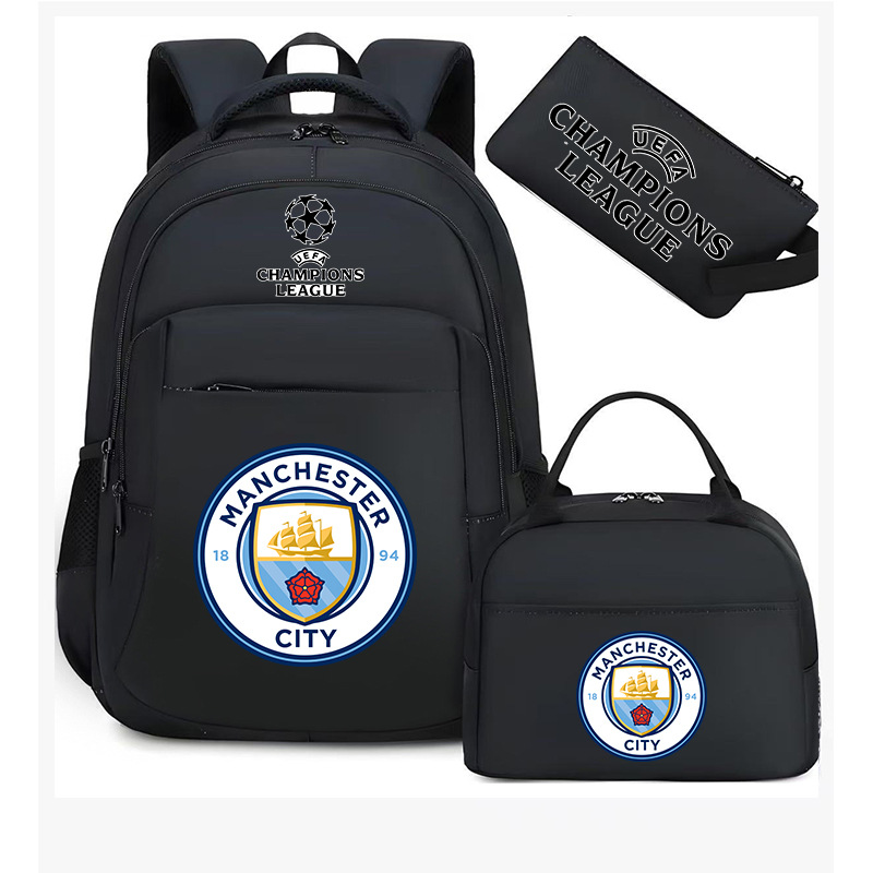 Aficionados al fútbol del Real Madrid Chelsea estudiantes de primaria alrededor de la mochila del Bayern mochila de tres piezas de gran capacidad