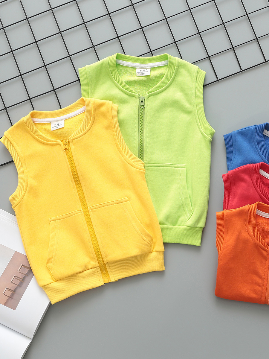 Children's Vest Spring and Autumn New Thin Outer Wear for Men and Women Children's Cotton Vest Kindergarten Clothing Printed logo