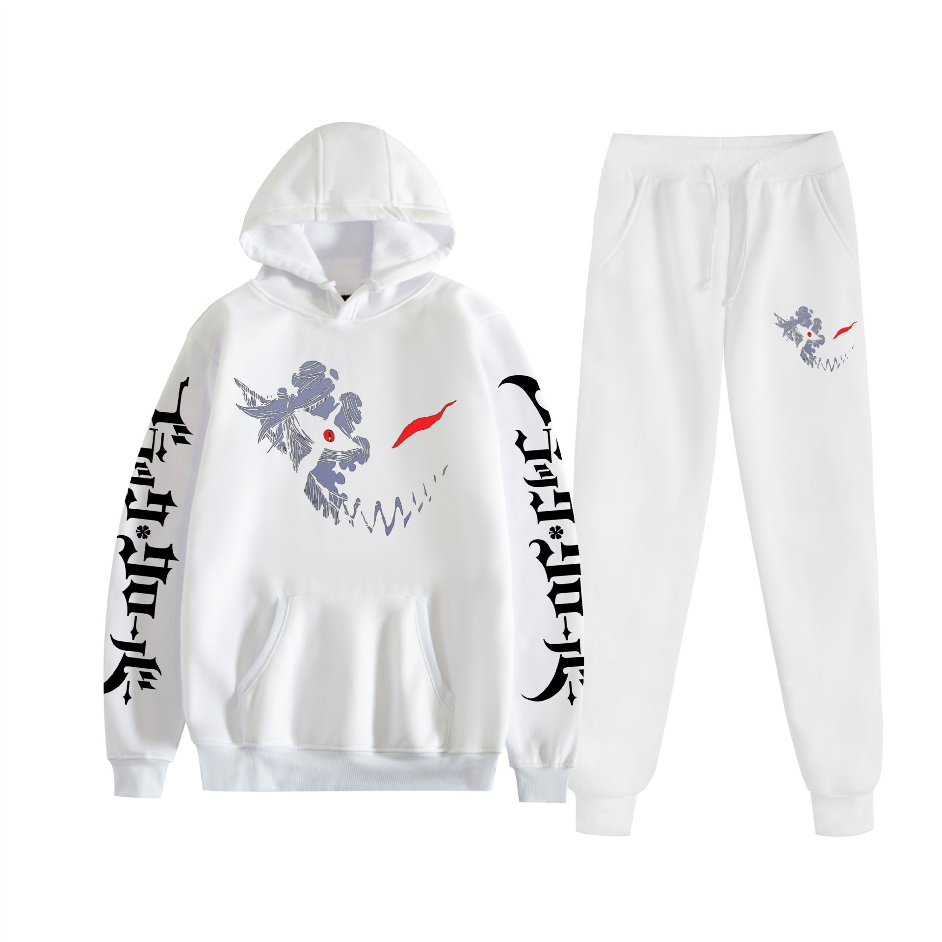 Comercio exterior nuevo estilo riman negro trébol de cuatro hojas Black Clover suéter con capucha corsés traje de dos piezas