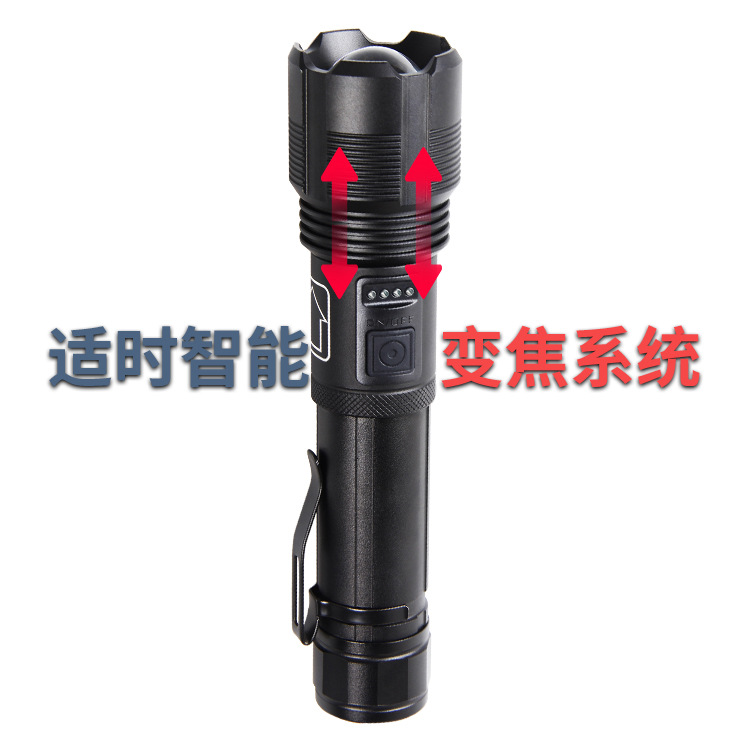 Nueva XHP-70 transfronteriza fuerte zoom telescópico ligero con la hebilla de la pluma pantalla de potencia tybe-c USB recargable linterna