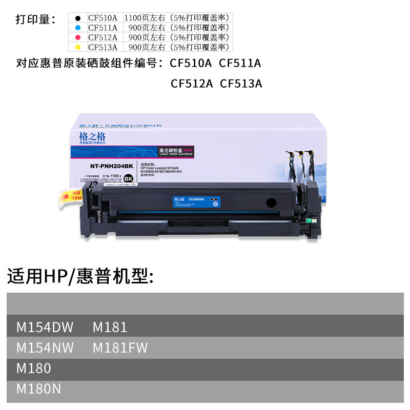 Cartucho de tóner CF513A 204A para HP M154 M180n M180nw M181fw Color