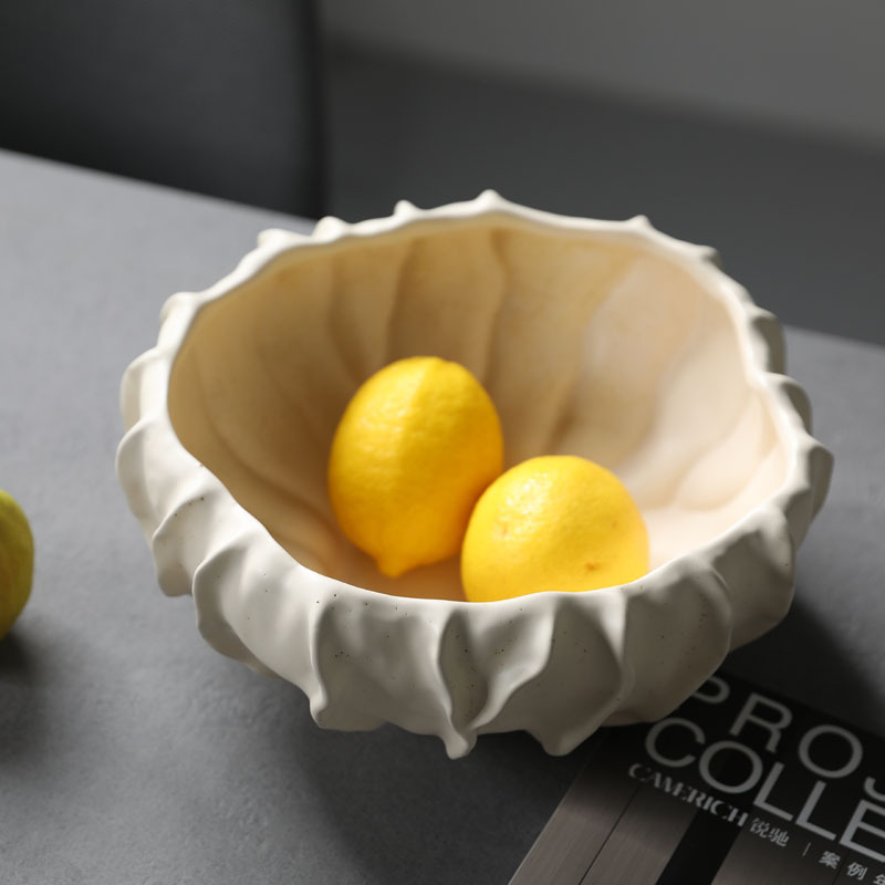 Mesa de comedor simple francesa, plato de frutas de cerámica, decoración de mesa de té de la sala de estar, bandeja de almacenamiento, decoración suave