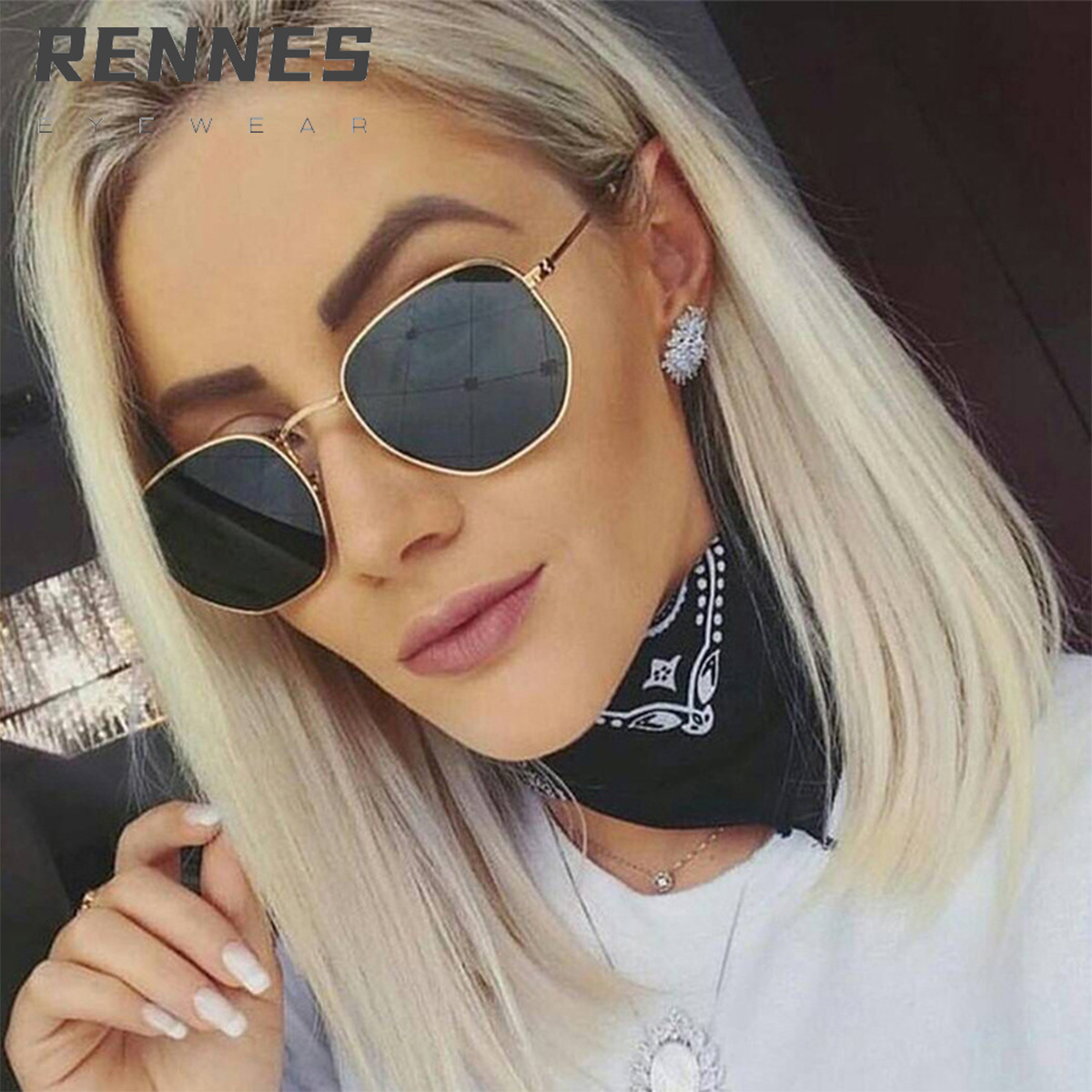 Nuevo metal marco polígono gafas de sol moda europea y americana pequeño marco colorido Mercurio océano gafas de sol al por mayor 3548