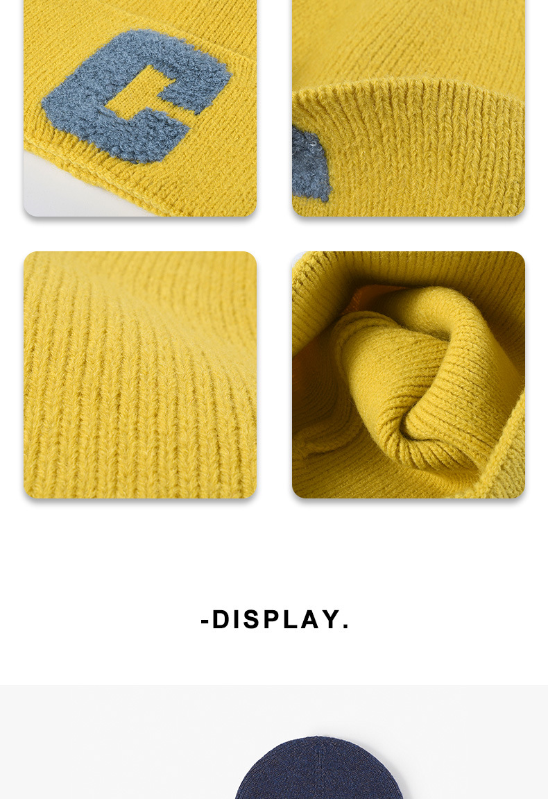 Autumn and Winter Women's Alphabet Towel Embroidered Warm Brimless Wool Hat Fashionable Outdoor Thickened Ear Protector Knitted Hat_voghion.com