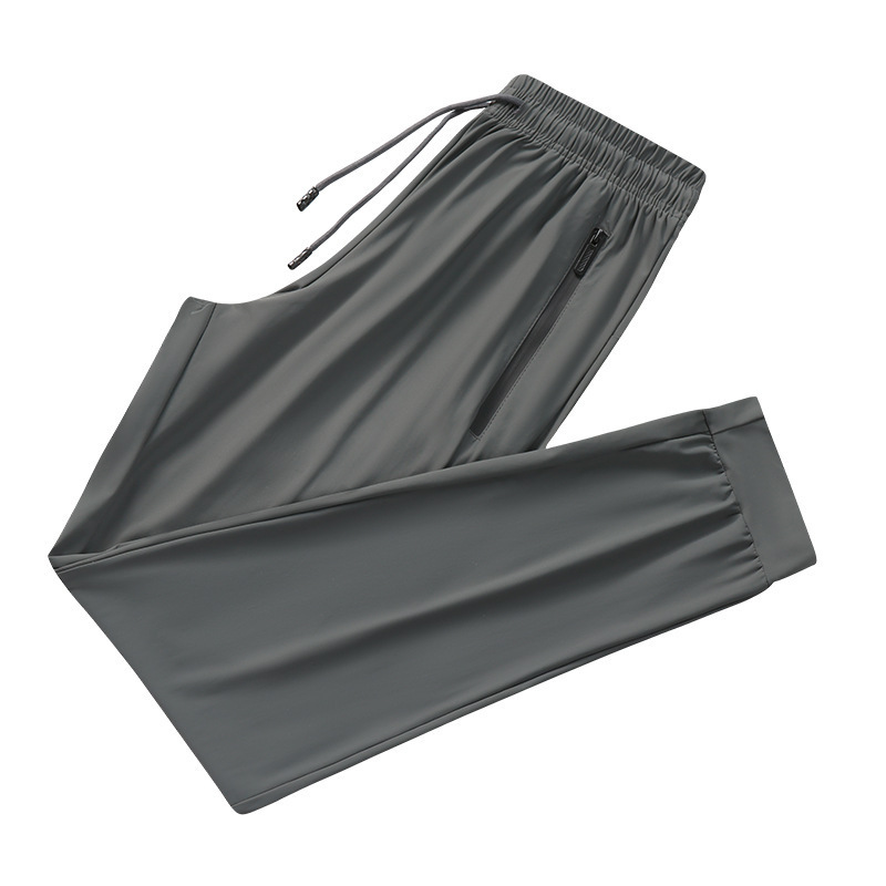 Comercio exterior ropa de hombre pantalones de seda de hielo de tamaño grande para hombres pantalones largos ociosos de verano sueltos pantalones de secado rápido de peso de secado rápido ultra delgado