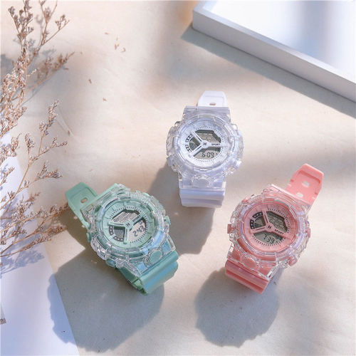 White smog blue watch for men and women, ins style, good-looking, middle and high school students, waterproof sports unicorn electronic watch