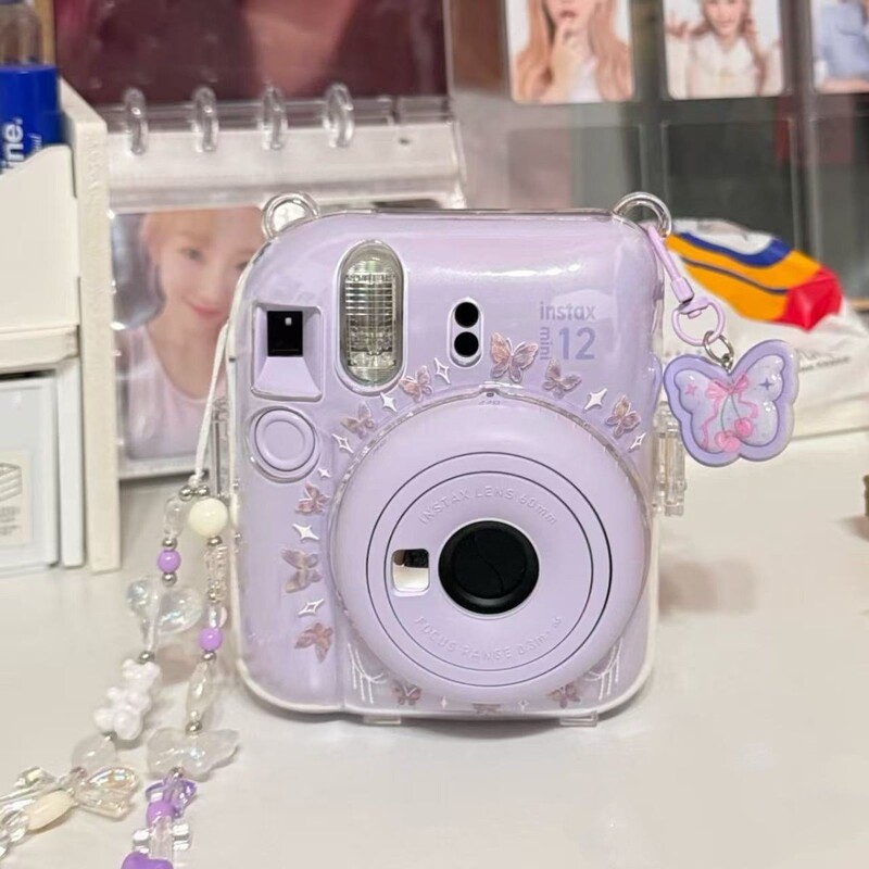 [Mini12 Transparent Shell] Instax Crystal Shell Hard Shell Camera Protective Case Chain