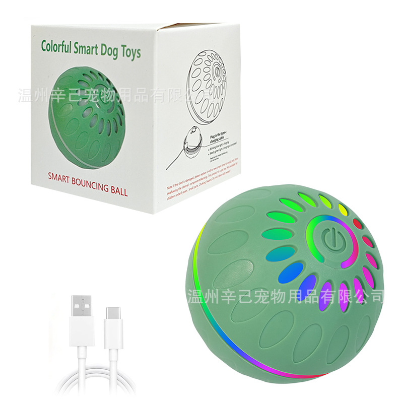 【듀얼 모드 300mAh】 65mm 발광 강아지 공 (녹색)