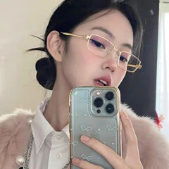韩系金属金丝边高智感小方框素颜眼镜可配近视度数防蓝光平光镜女