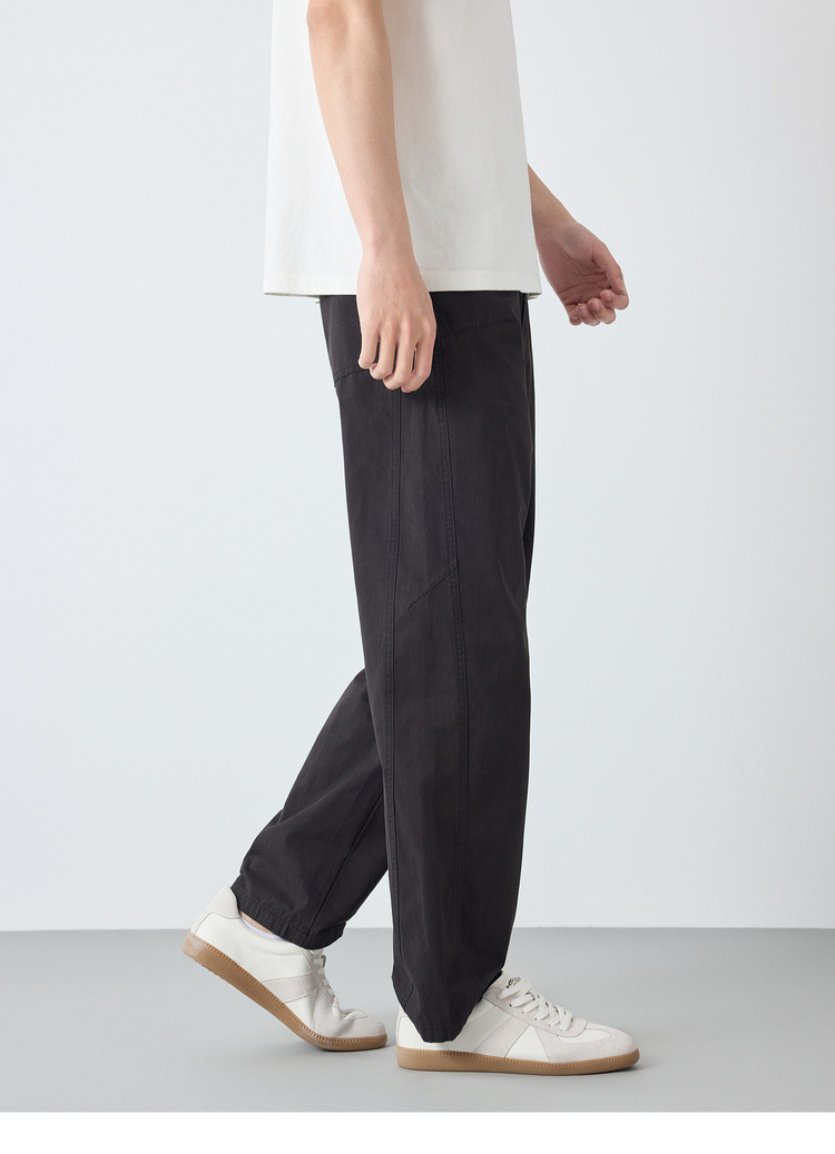 Quần kaki nam công sở chất liệu cotton pha lanh dáng suông — đen chi tiết 19