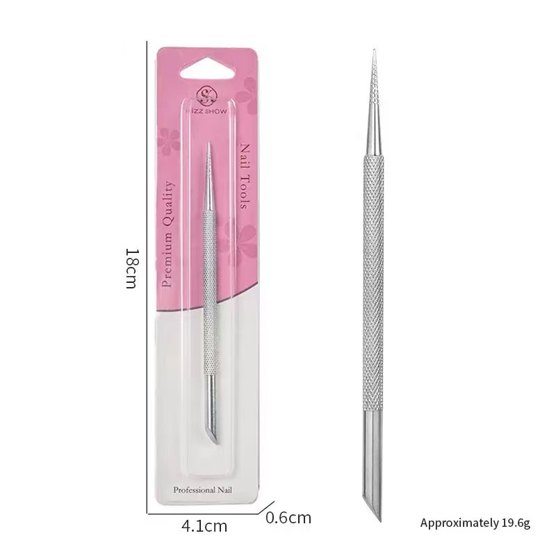 Push de acero para uñas transfronterizo Push de acero de herradura de doble cabeza ruso Push de piel muerta Pincel de manicura para pulir la superficie de la uña