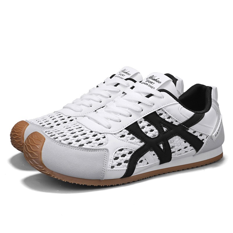 2025 primavera y verano nuevos zapatos de entrenamiento de cuero para hombres zapatos deportivos casuales transpirables de malla gruesa image 7