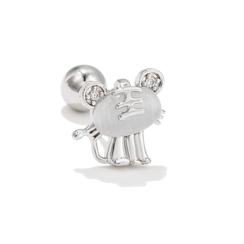 2022 Tiger Year Tiger Ear Bone Stud Exquisite Cute Chinese Zodiac Tiger Stud Earrings Stainless Stee