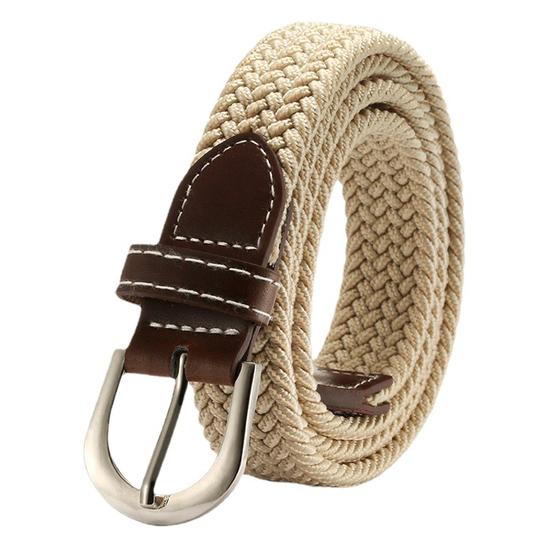 Nuevo color sólido de las mujeres cinturón de lona delgada cinturón elástico casual tejido estudiante pin hebilla cinturón al por mayor