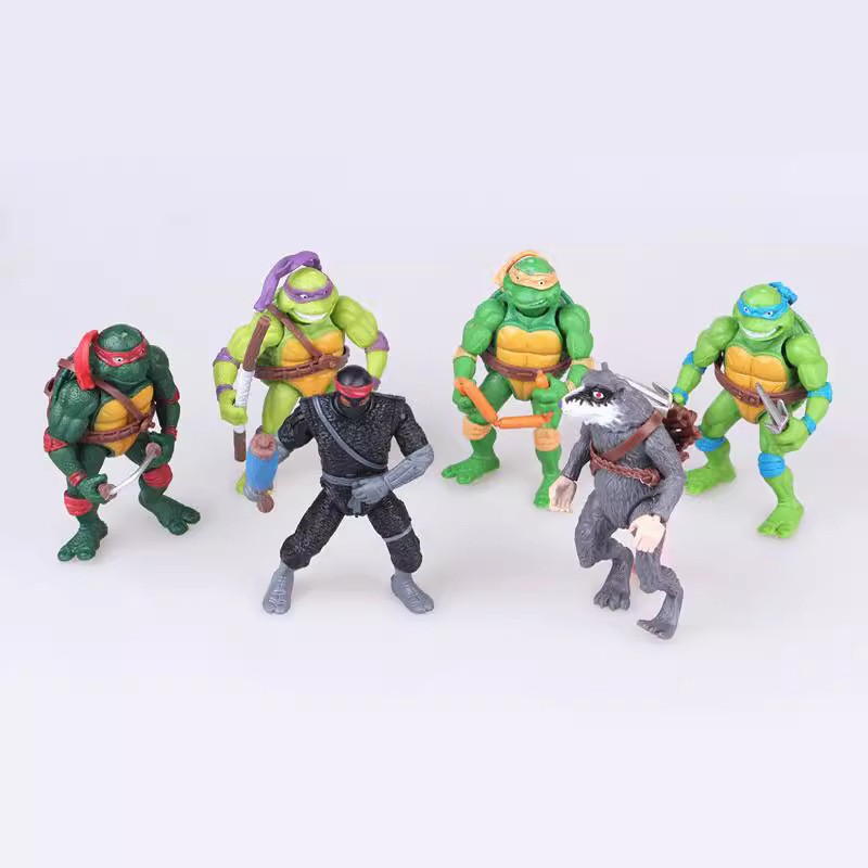 2014 애니메이션 에디션 6 십대 돌연변이 닌자 거북이 손으로 만든 인형 TMNT 액션 피규어 장난감 모델 장면 장식품