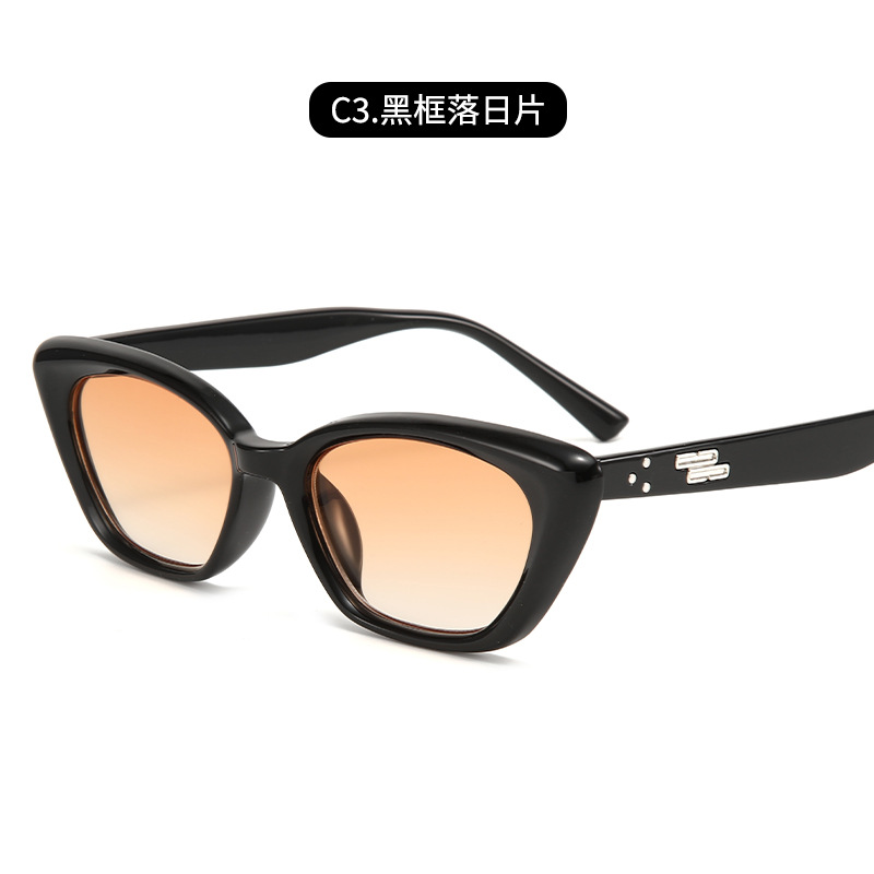 Estilo coreano GM cara pequeña gafas de sol de alta calidad a prueba de sol de verano celebridad de Internet cara redonda triángulo ojo de gato gafas de sol retro de moda de las mujeres image 10