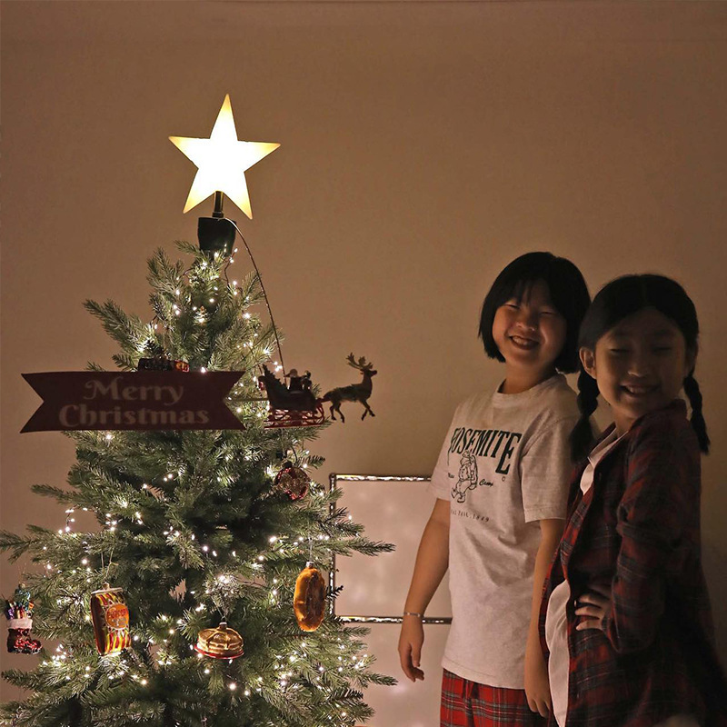 Amazon árbol de Navidad estrella brillante colgante decoración de decoración de cinco puntas disfraz de props de fotografía de Navidad