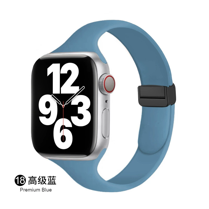 Совместимый ремешок Apple Watch всей линейки, можно использовать 14 мм магнитную складную застежку, силиконовый ремешок для маленькой талии Apple