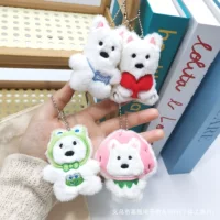 Плюшевый скрипучий Западный Высотный кулон милый клубничный лягушка капюшон щенок брелок пара подвеска подарок