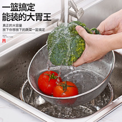 304 Stainless Steel Wash Rice Sieve Thick Drain Basket Drain Pan Multi-purpose Basin Fruit Basket Vegetable Basket Dense Hole Basket Manufacturer Wholesale