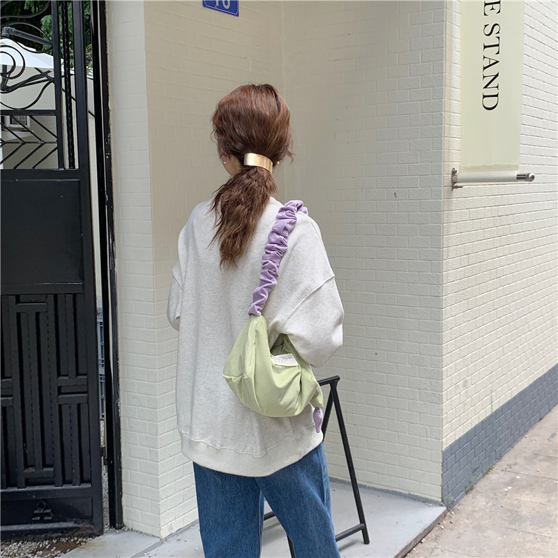 19212 corduroy retro underarm bag, sweet and youthful girl's single-shoulder bag with contrasting colors, cute student square bag undefined