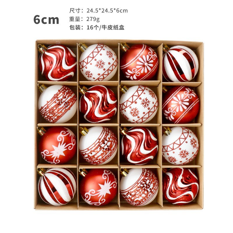 Transfronterizo i nuevo decoración de Navidad 6CM16 juegos de bolas de Navidad pintadas colgantes de árbol de Navidad