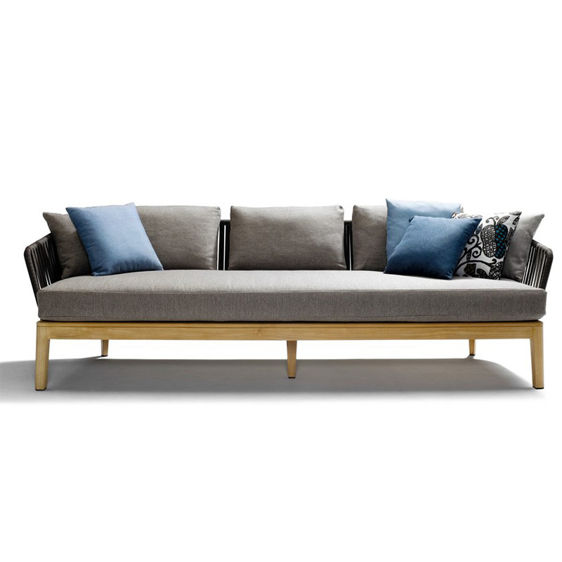 Casual al aire libre sofá de madera maciza de caña patio jardín al aire libre balcón nórdico silla de teca muebles combinados