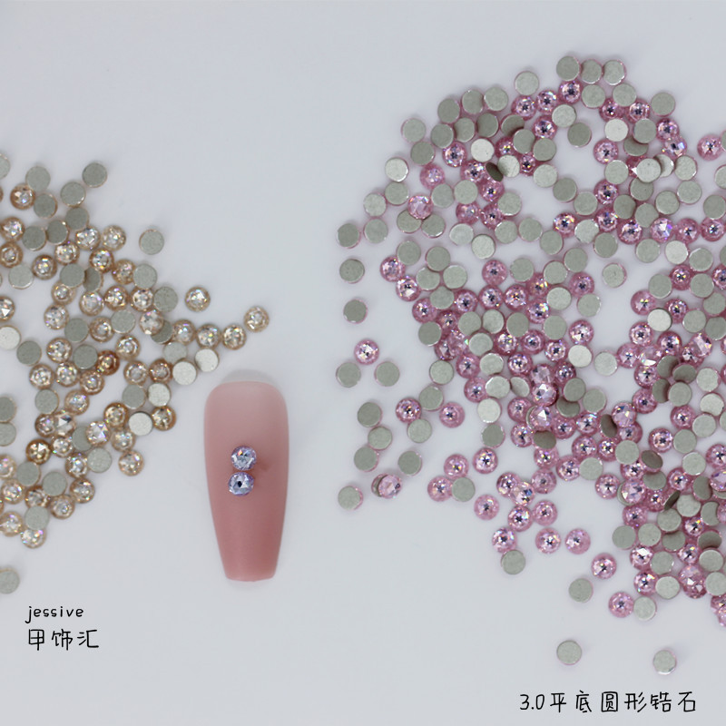 Little Red Book Nail Art Round Rose Cut Zircon Light Powder Champagne Multi-faceted Cut Flat Bottom Diamond Nail Diamond Accessories Wholesale