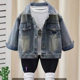 2025 New Spring & Fall Embroidered Boys' Denim Kidsren's Jackets, Versatile Tops, Casual and Stylish Korean Style Denim Jackets
