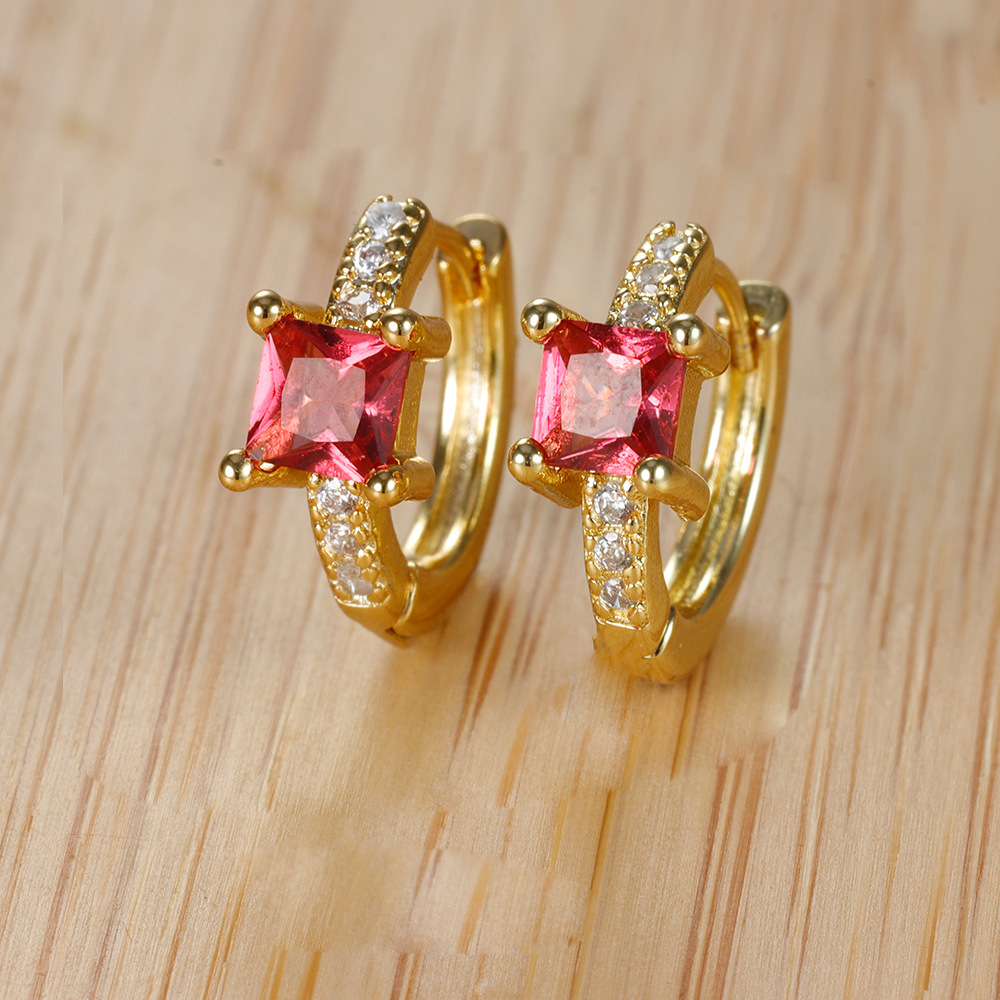 1 Pair Ig Style Simple Style Rectangle Plating Inlay Copper Zircon Earrings display picture 3