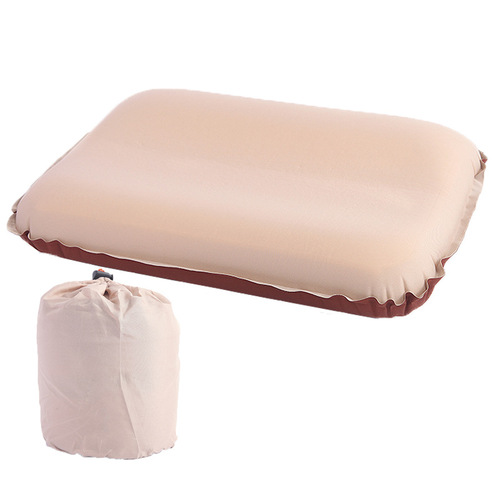 Outdoor 3D sponge pillow automatic inflatable pillow camping tent air cushion travel portable cervical pillow lunch break pillow