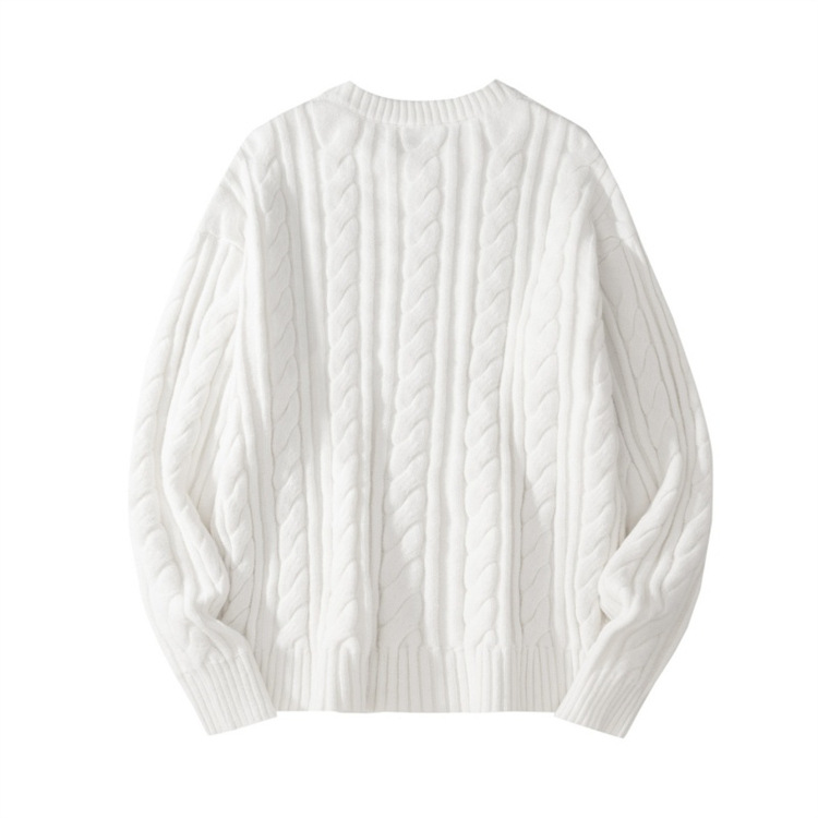 Pull en maille torsadée pour homme - Pull col rond d'inspiration streetwear pour l'automne et l'hiver (noir, beige, marron, gris)_voghion.com