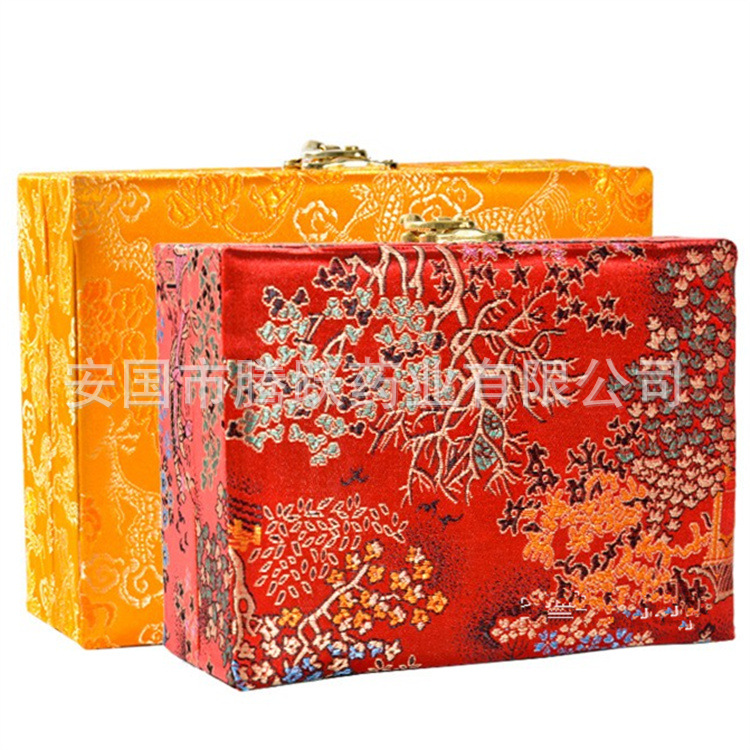 Brocade Gift Box Set of 8 Empty Pill Packaging Boxes Cloth and Cardboard Storage Case key features
