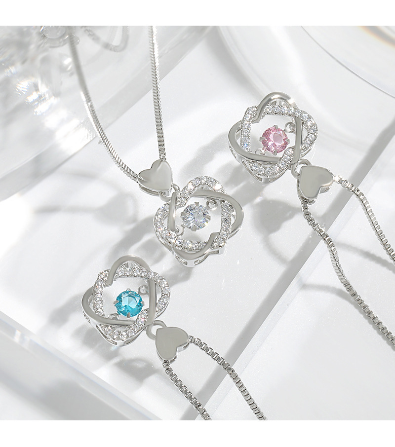 Simple Style Heart Shape Copper Rhinestones Pendant Necklace 1 Piece