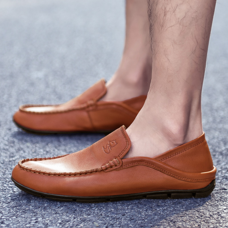 High-End Men's Leather Top Layer Cowhide Young Men's Leather Shoes, British Style Gentleman Driving Men's Bean Shoes, Br_vogvips.com
