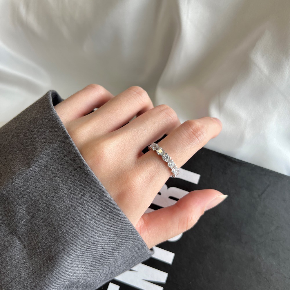 5, 9 Ring Size 925 Sterling Silver Zircon Geometric Rhombus Rings