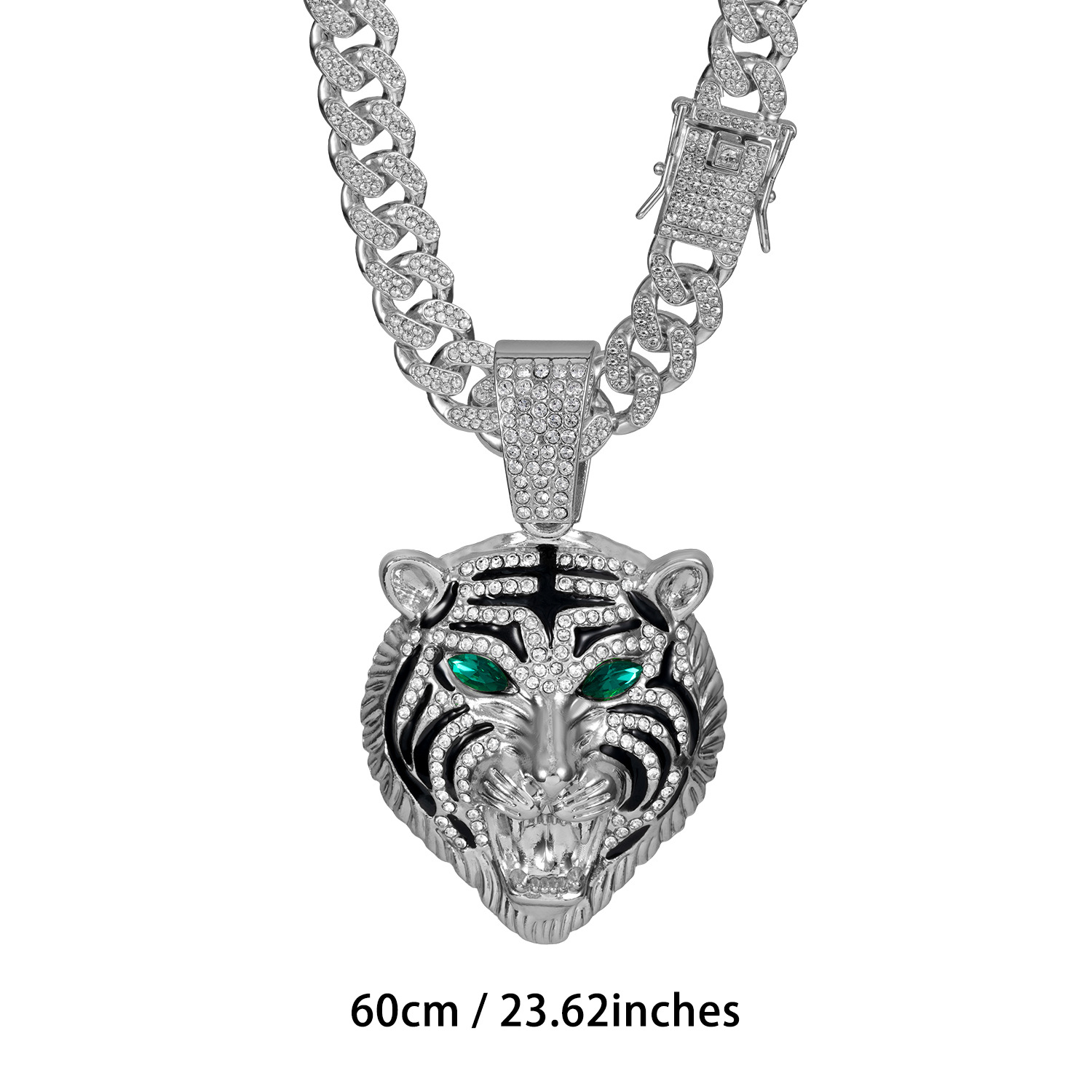 Heren cubaanse schakelketting met tijgerkop hanger_voghion.com