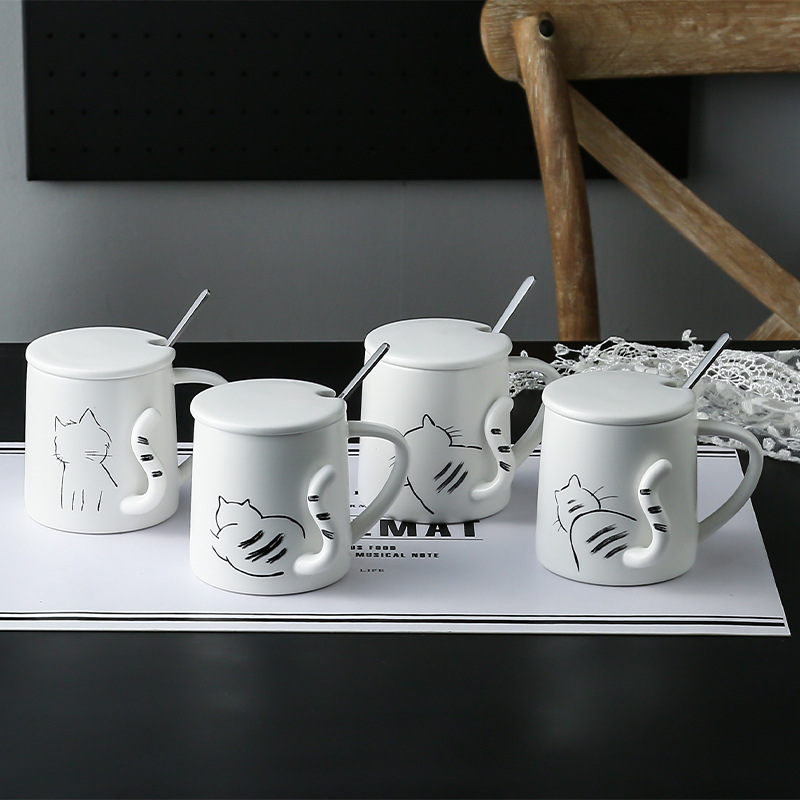 Taza de Cerámica Gato Tridimensional, Taza de Agua/Té/Café para Hogar u Oficina, Regalo de Graduación