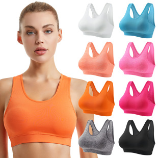 Fitness Bra Women's One-piece Fixed Cup Sports Underwear Women's Shockproof Push-up Yoga Vest Sling Back Bra