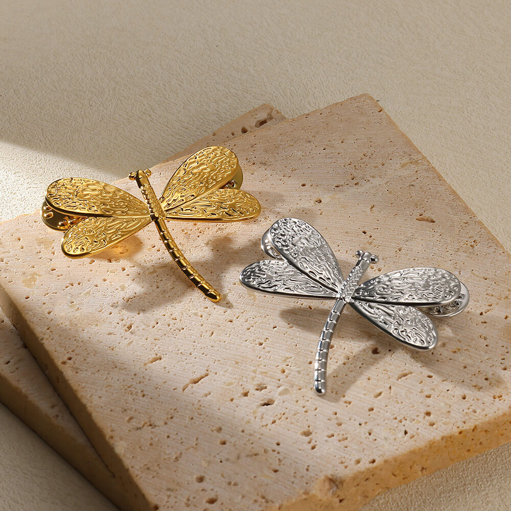 8g Weight Brooches Classification Daily Occasion 304 Stainless Steel Material Dragonfly Pattern All Seasons Season Women's Gender Plating Design Retro, Classic Style Style Retro Classic Style Pin Dragonfly 304 Stainless Steel Plating Women's Brooches 3