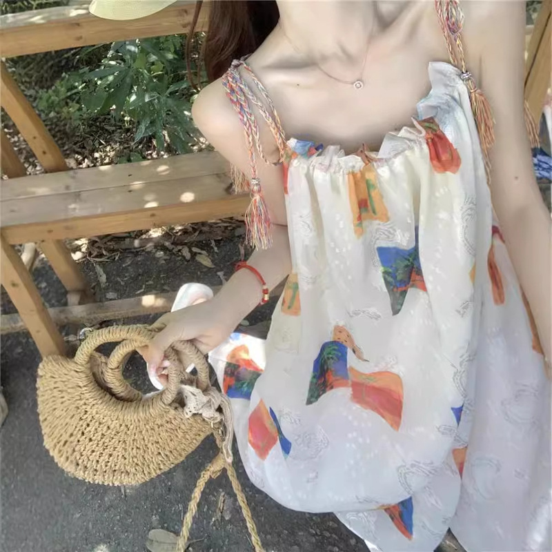 Bohemian Cross-border Design Sense Women's Clothing Small Seaside Vacation Beach Sling Sleeveless Vest dress