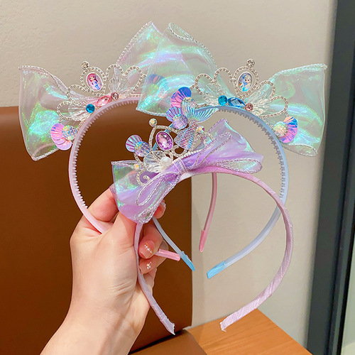 Children's Colorful Mermaid Princess Bow Hair Clip for Girls, Breakable Hair Band for Little Girls, Mermaid Princess Hair Accessories