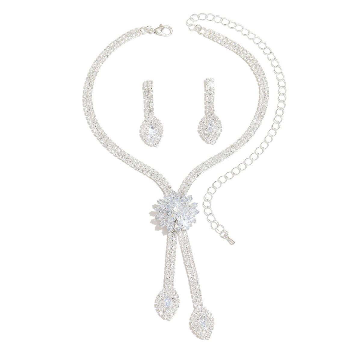 Transfronterizo Amazon Europa y América flores collares de zircon joyas de novia lujosas vestidos de boda joyas set accesorios de banquete image 6